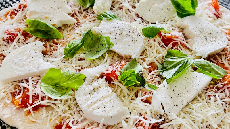Margherita pizza with fresh basil